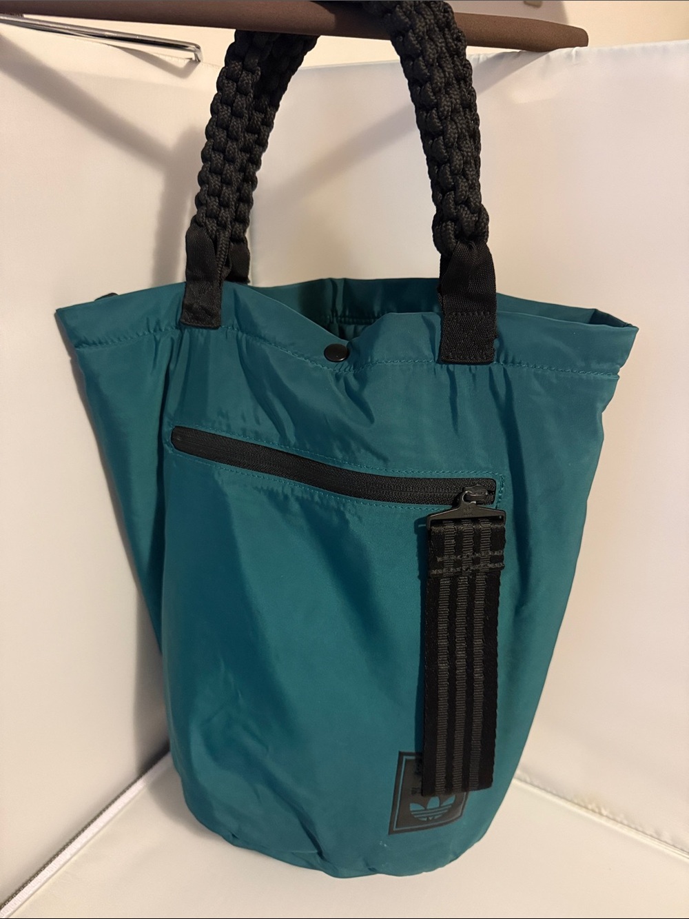 Adidas Teal Nylon Tote Bag with Black Accents